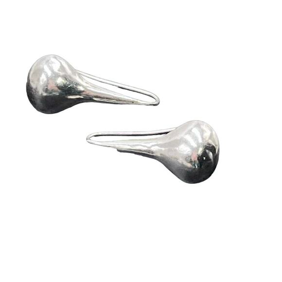 Sterling Silver Vintage Pear-shaped TearDrop Raindrop Dangle 925 Earrings - Picture 1 of 11